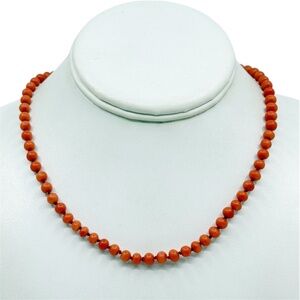 Vintage Natural Mediterranean salmon coral bead necklace - GM715